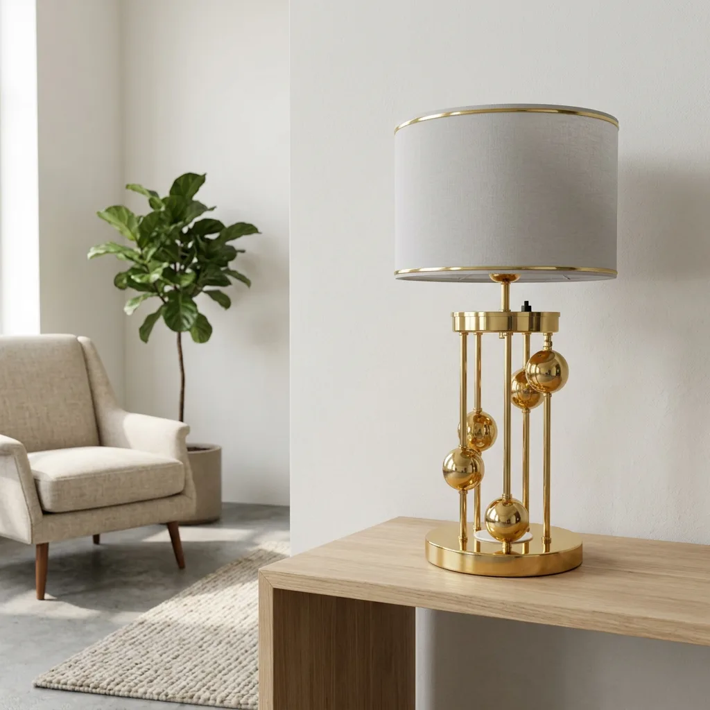 Arcturus Gold & Gold Silindir Abajur - Açık Gri